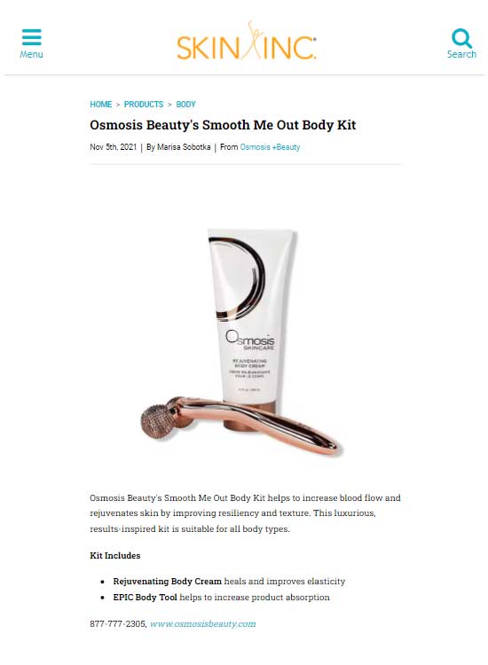 Skin Inc features Osmosis Limited Edition Smooth Me Out Body Kit