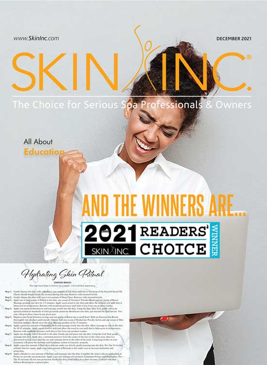 Osmosis Hydrating Facial featured in December Skin Inc magazine