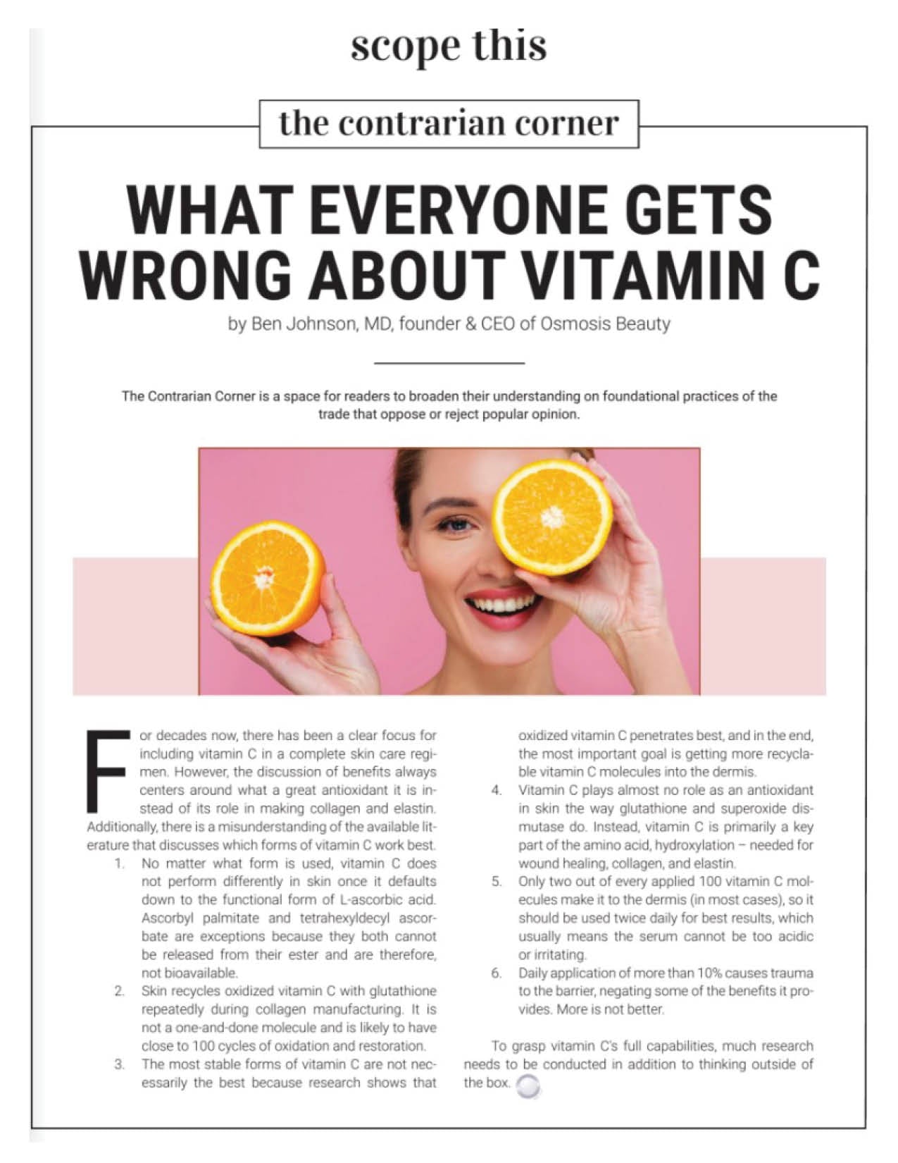 Dr Ben Johnson featured in editorial about Vitamin C
