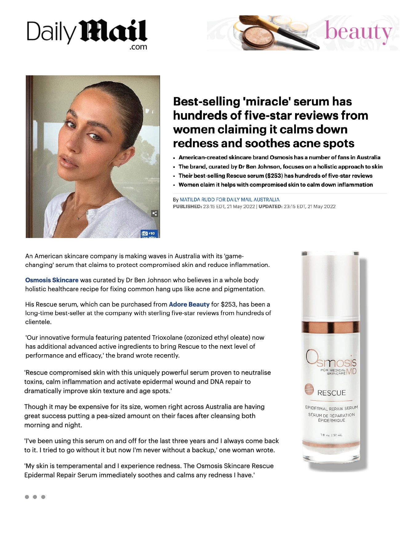Daily Mail Features Osmosis Beauty